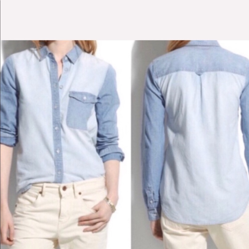 Madewell chambray Two tone button down. Size XS - Picture 1 of 8